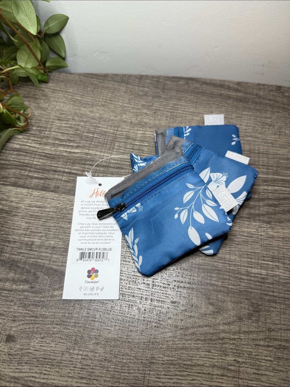 NWT Lug Twinkle Small Zip Pouches Set of 3 Flourish Blue